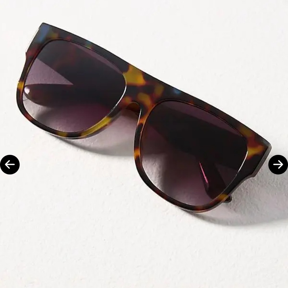 🆕 Anthropologie Tortoise Sunglasses with Black Lenses Flat Top Tort